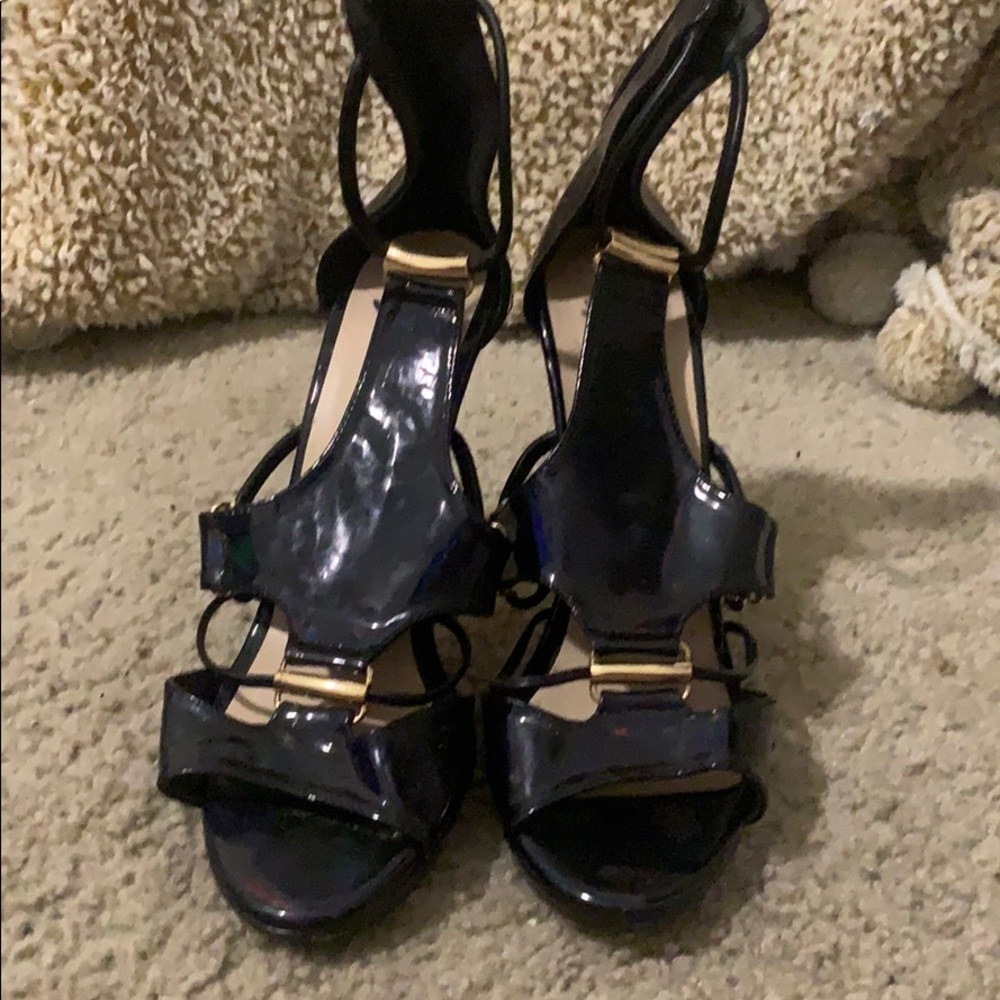 Black patent leather heels
